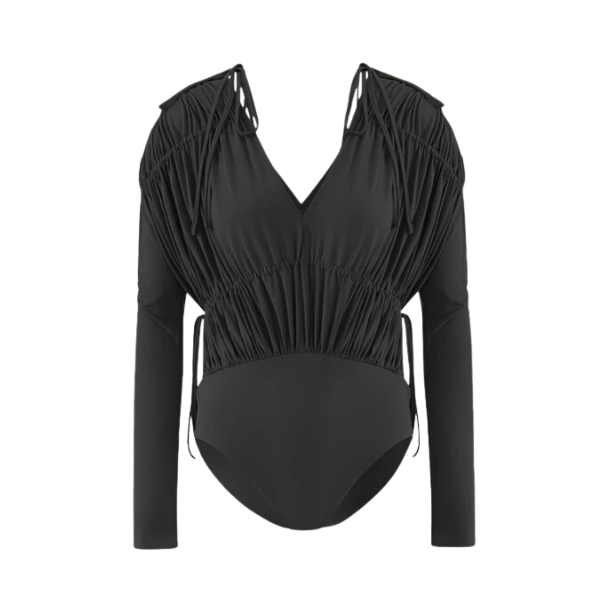 Contoured Ruched Long Sleeves Bodysuit