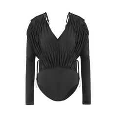 Contoured Ruched Long Sleeves Bodysuit