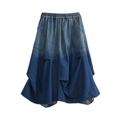 Asymmetrical Gradient Loose Denim Skirt