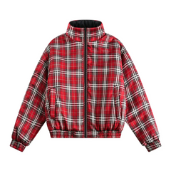 Plaid Zip-Up Reversible Jacket