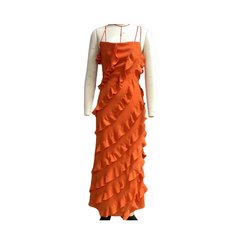 Ruffles Crisscross Back Strapless Dress
