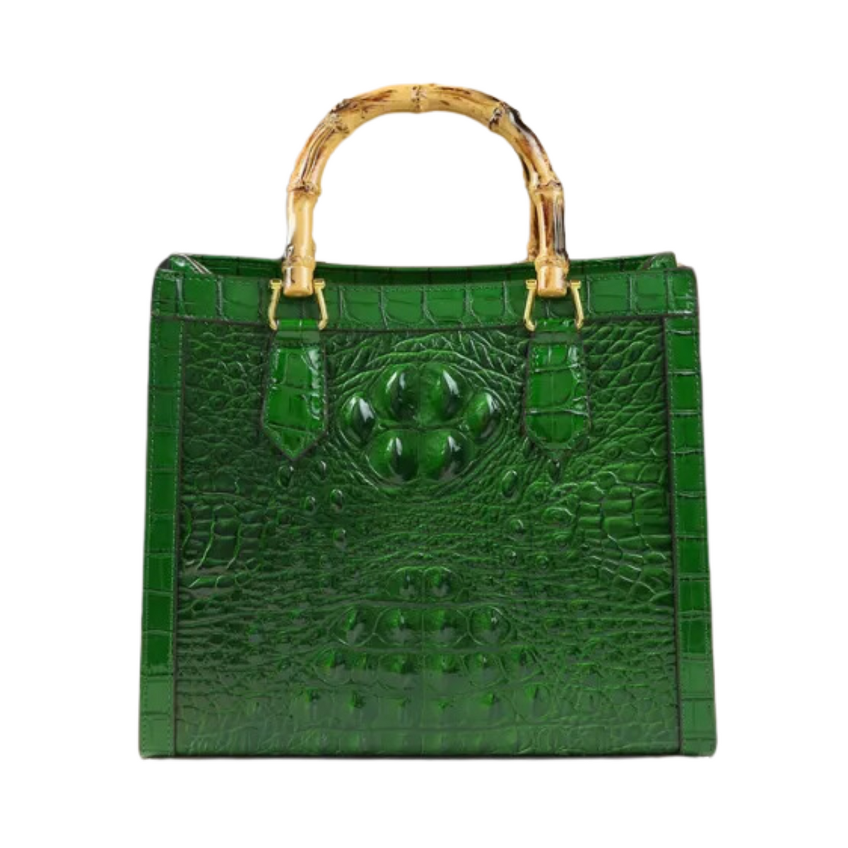 Pre Order:  Bamboo Handle Faux Crocodile Bag