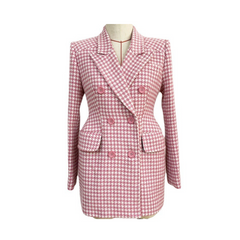 Houndstooth Peak Lapel Coat
