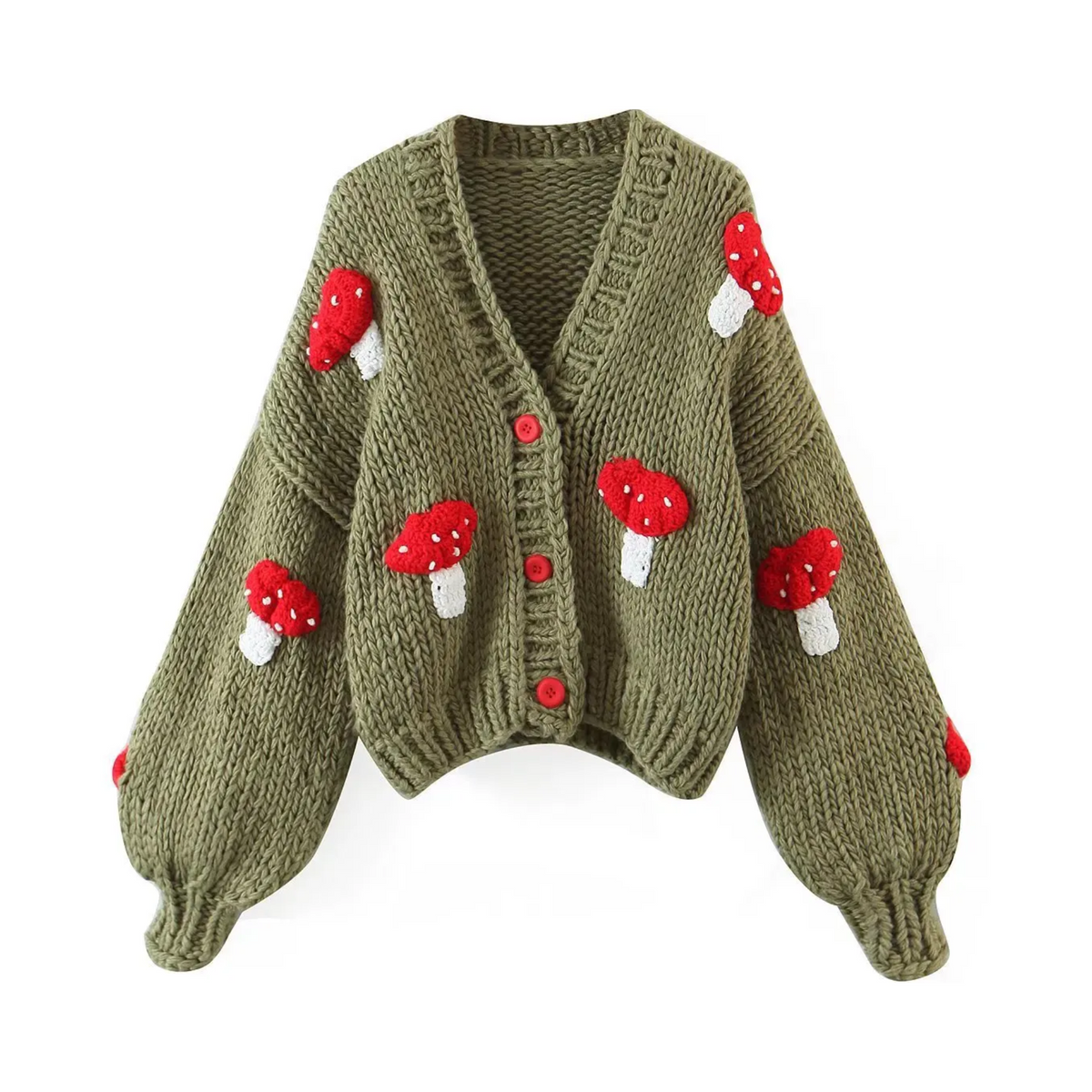 3D Mushrooms Knitted Cardigan