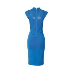 Cut-out Mesh Spliced Midi Dress