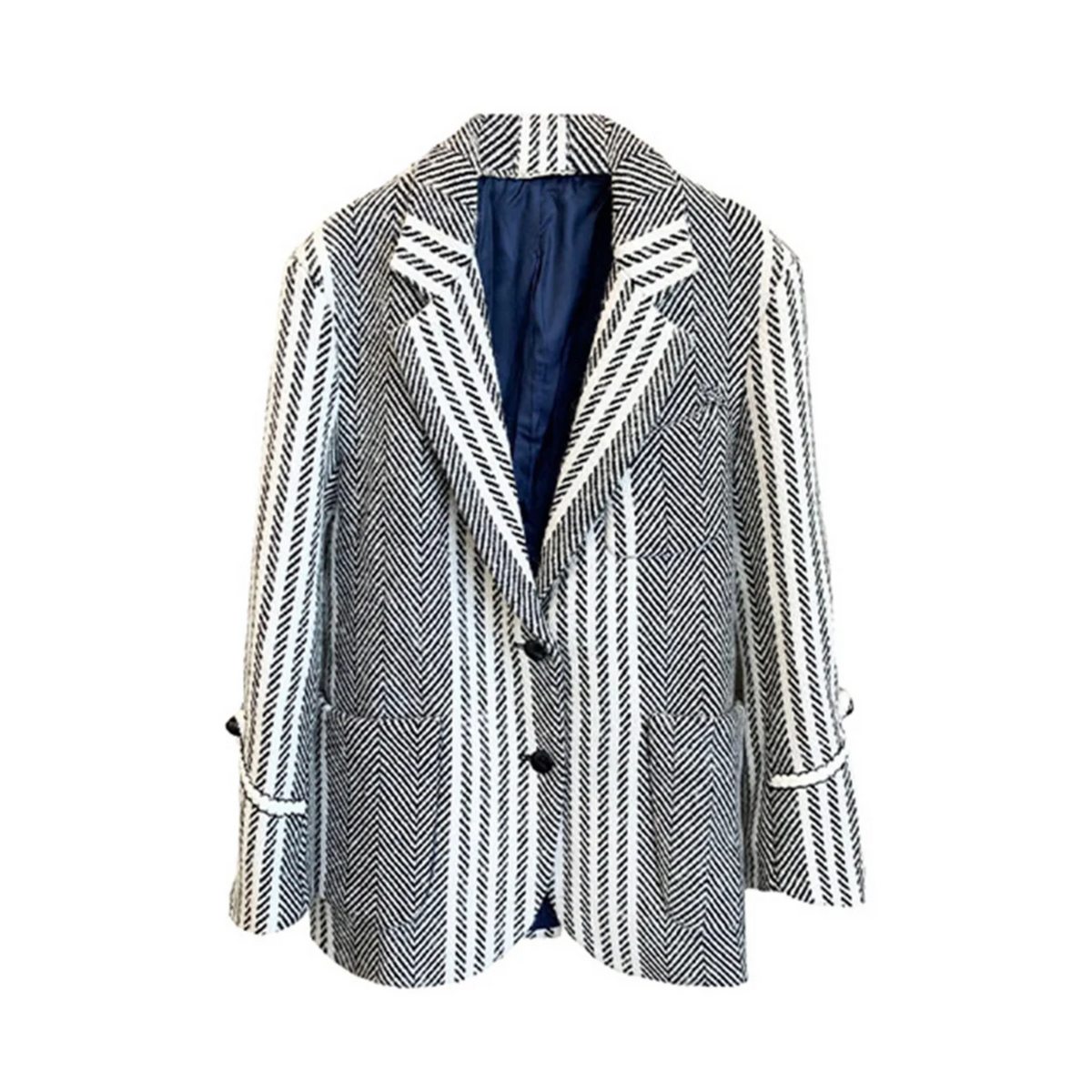 Zigzag Stripes Notched Collar Blazer