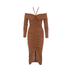 Ruched Bodycon Halter Dress