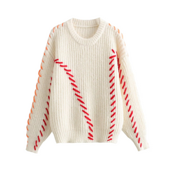 Contrast Topstitch Knitted Sweater