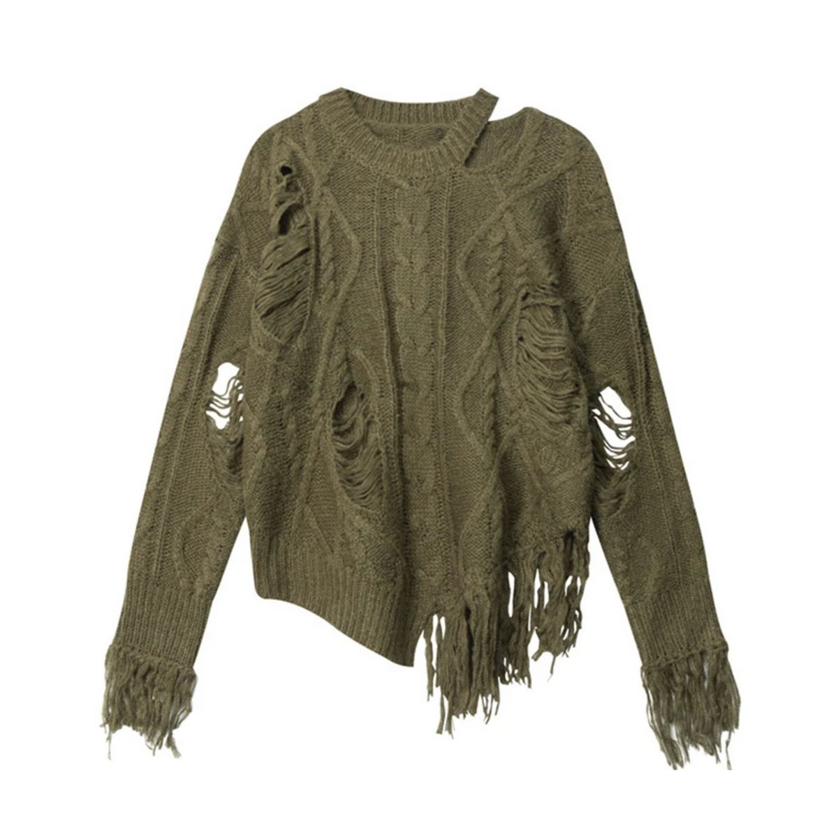 Shabby Round Neck Knitted Sweater