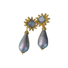 Crowned Gemstones Dangling Earrings