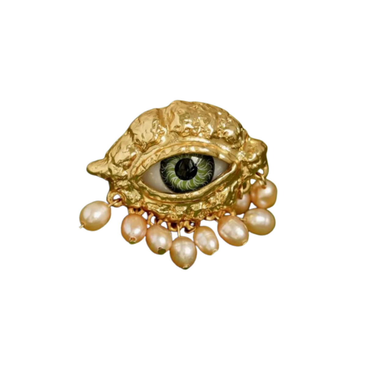 Open Eyes Faux Pearls Ring/Earrings