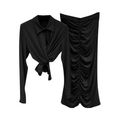 Sparkly Top Ruched Skirt Set