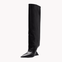 Geometrical Heel Pointed Knee-High Boots