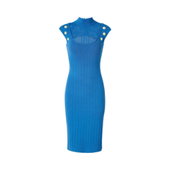 Cut-out Mesh Spliced Midi Dress