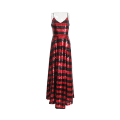 Shimmering Sequined Sleeveless Stripes Dress