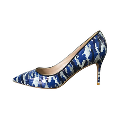 Pre Order:  Blue Graffiti Pattern Pointed-Toe Shoes