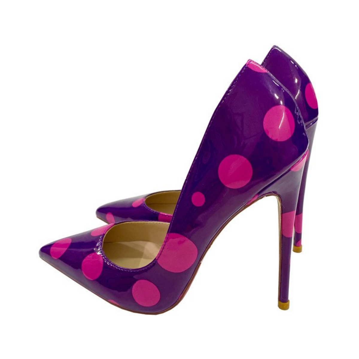 Purple Polka Dots Patent Pointed-Toe Shoes