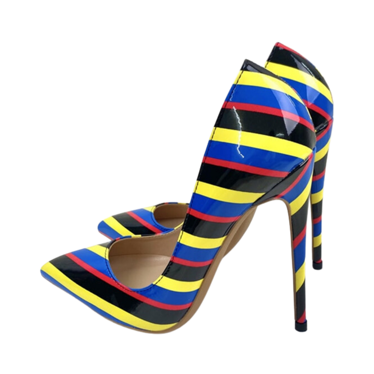 Printed Stripes Pointed-Toe Pumps Shoes