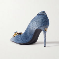 Pre Order:  Blue Denim Heel Pumps Shoes