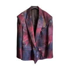 Multicolor Tie-Dye Single-Breasted Loose Blazer