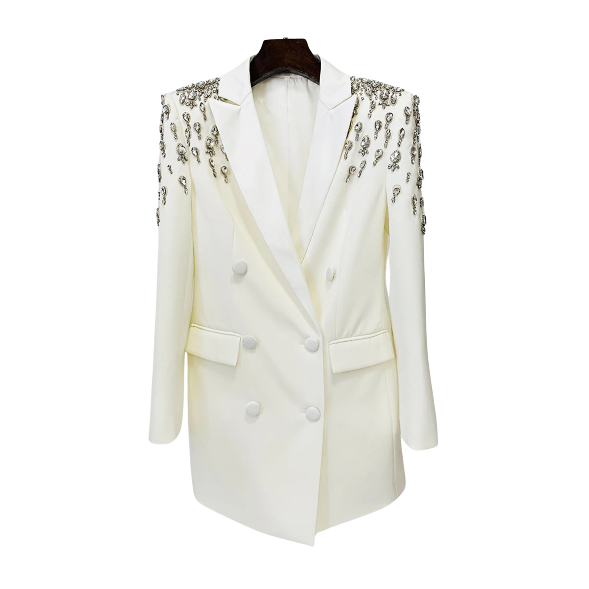 Pre Order:  Beaded Rhinestones Double-Breasted Blazer