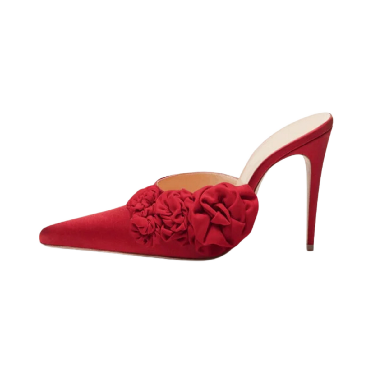 Red Pumps Silk-Satin Pointed-Toe Sandals