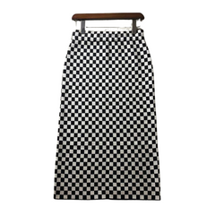 Vintage Plaid Checkered Printed High-Waisted Midi Skirt