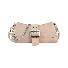 Denim Faux Leather Small Shoulder Chain Bag