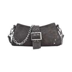 Denim Faux Leather Small Shoulder Chain Bag