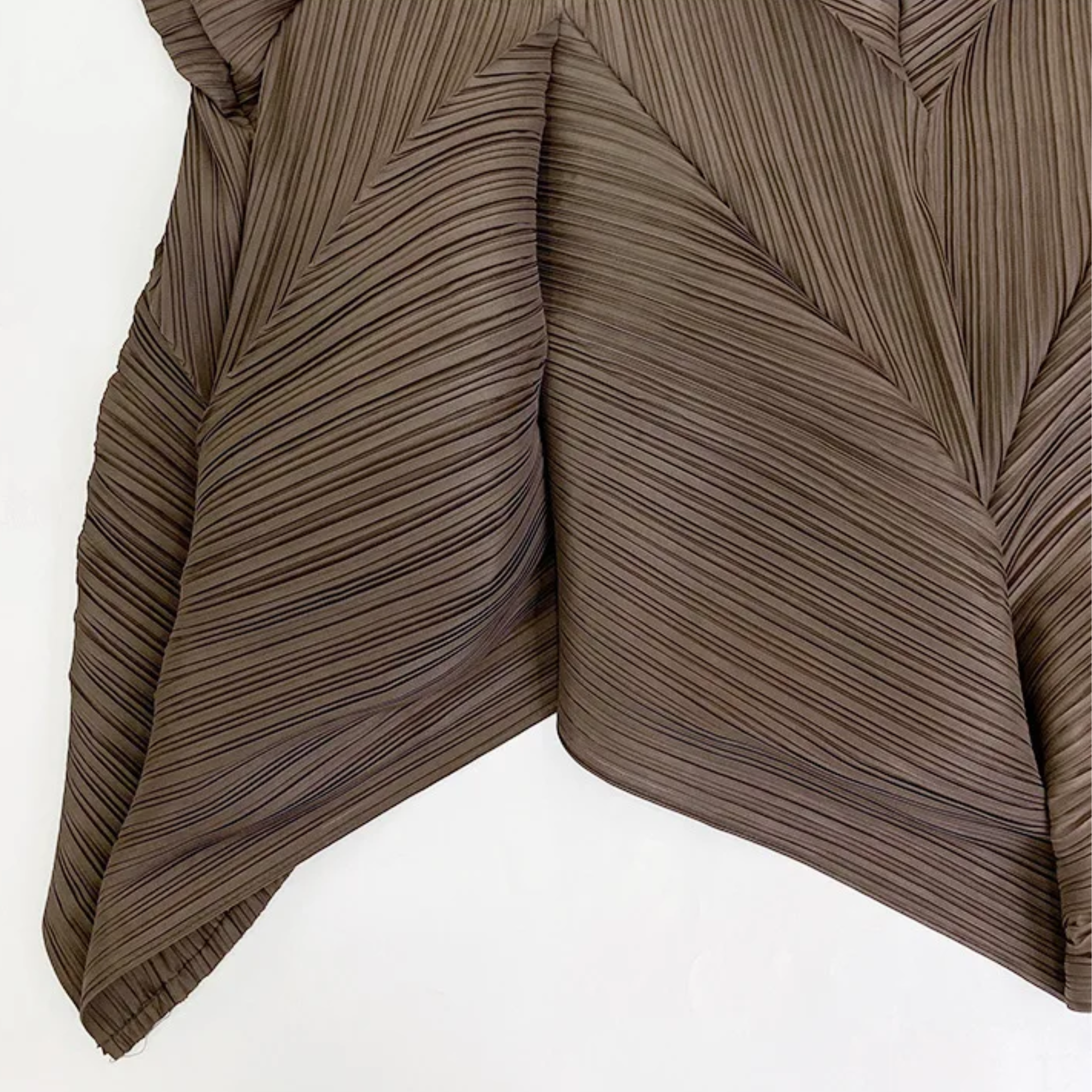 Brown Irregular Pleated Top and Pants Set