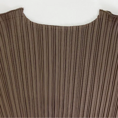 Brown Irregular Pleated Top and Pants Set