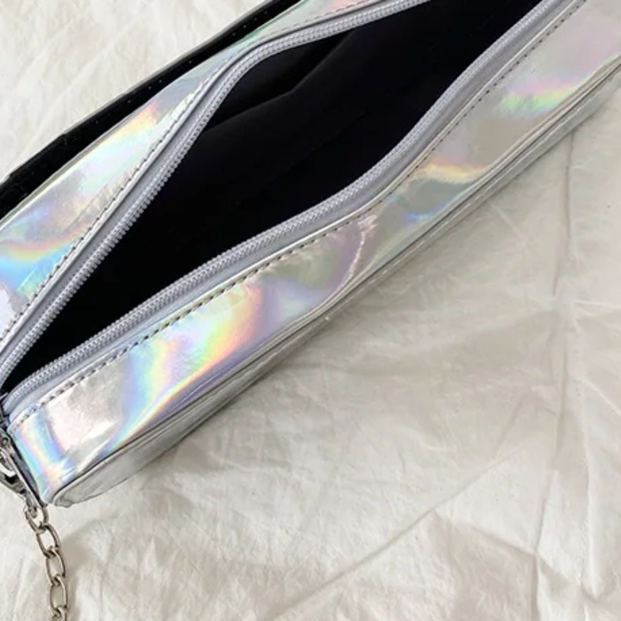 Reflective Faux Leather Non-Adjustable Shoulder Bag