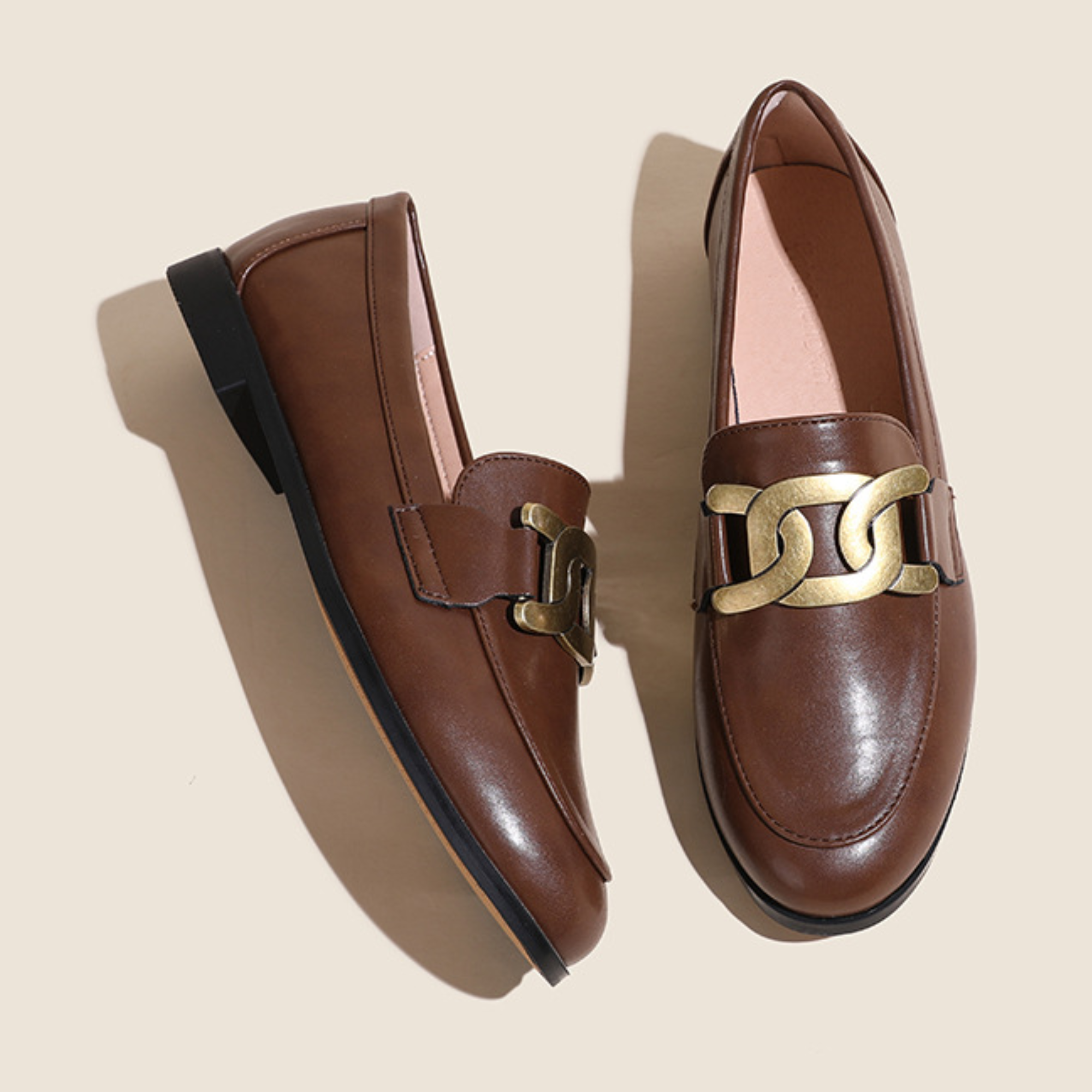 Horseshoe Buckles Loafers Flat Shoes