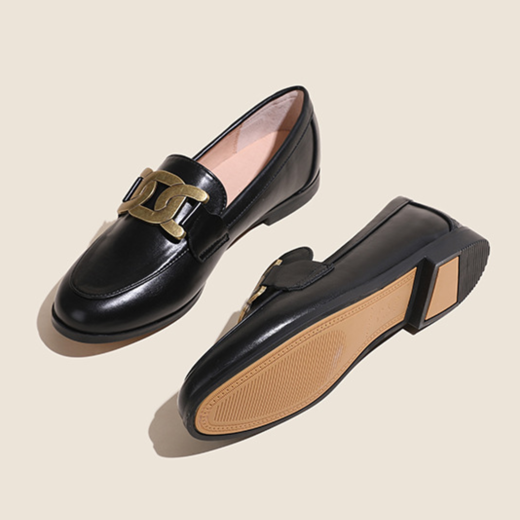 Horseshoe Buckles Loafers Flat Shoes