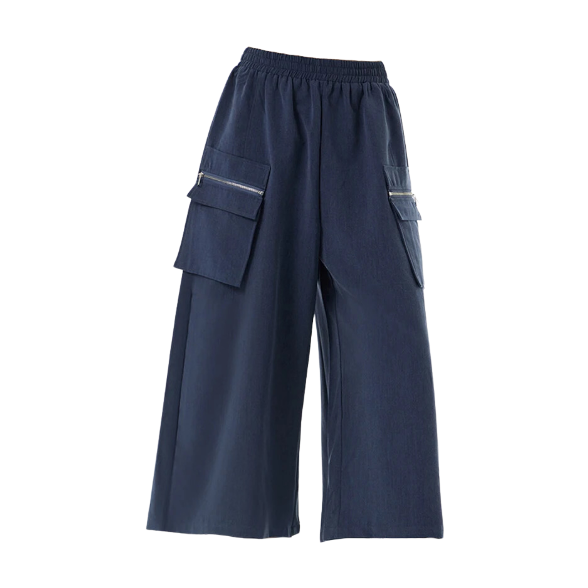 Detachable Pocket Elastic-Waisted Wide Leg Pants