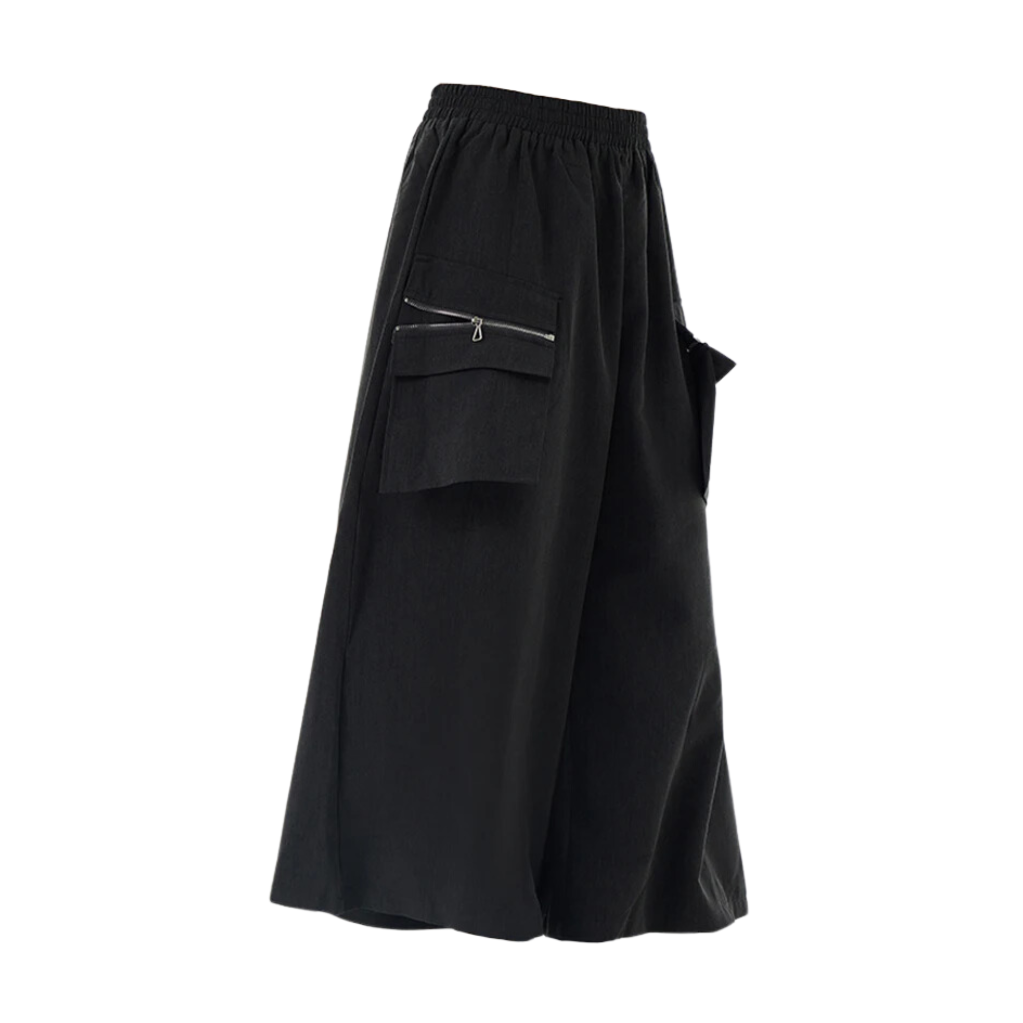 Detachable Pocket Elastic-Waisted Wide Leg Pants