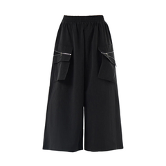 Detachable Pocket Elastic-Waisted Wide Leg Pants