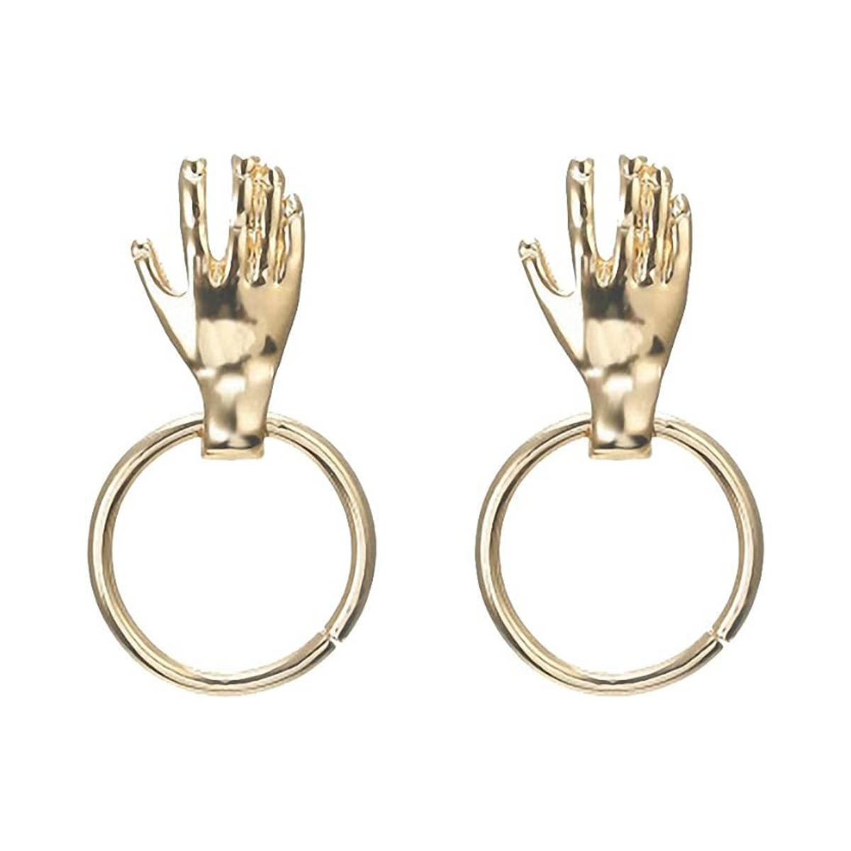 Vintage Alloy Palm Circle Drop Earrings