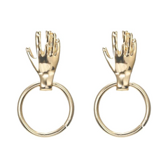 Vintage Alloy Palm Circle Drop Earrings