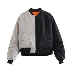 Colorblock Pocket Zipper Bomber Jacket