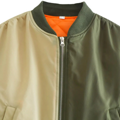 Colorblock Pocket Zipper Bomber Jacket