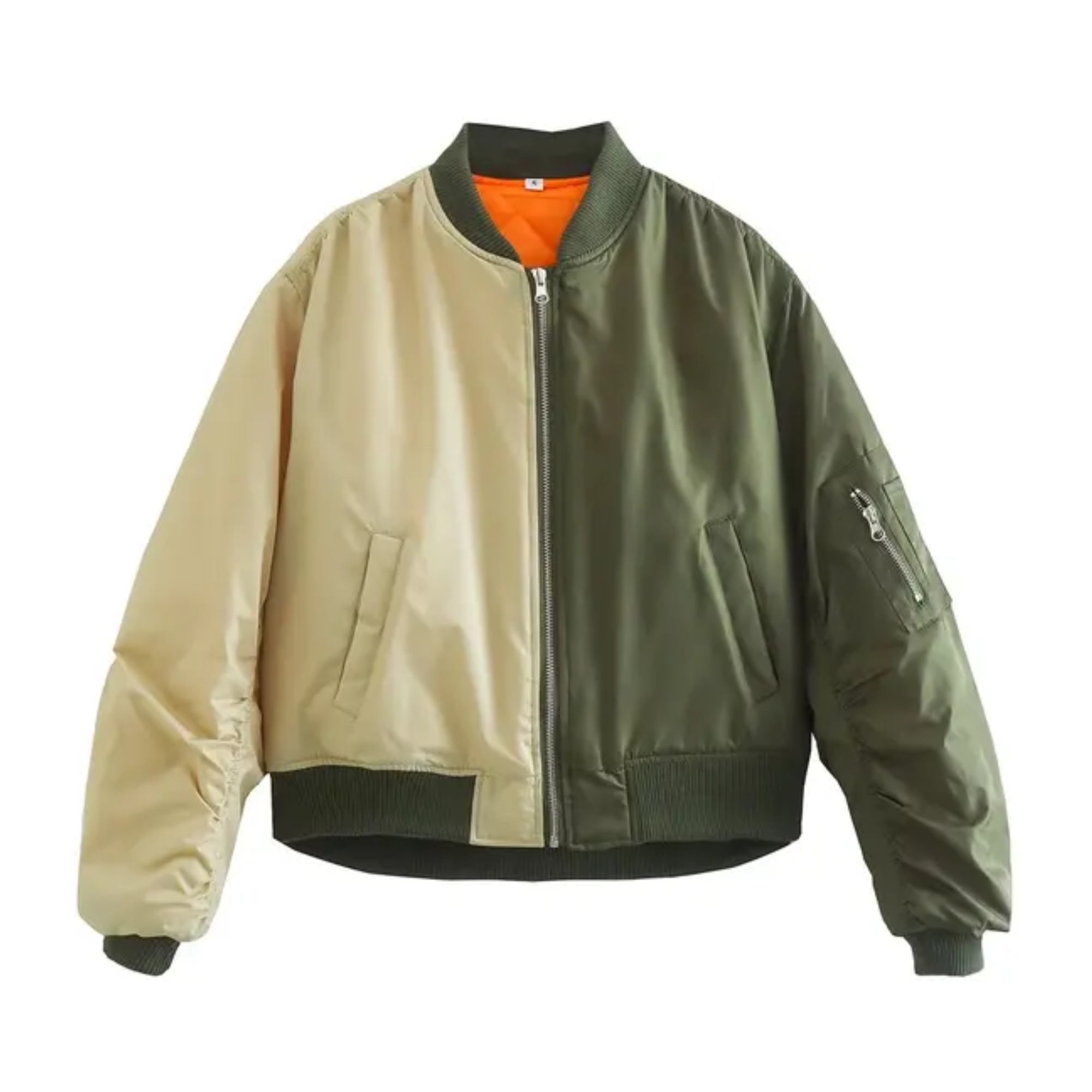 Colorblock Pocket Zipper Bomber Jacket