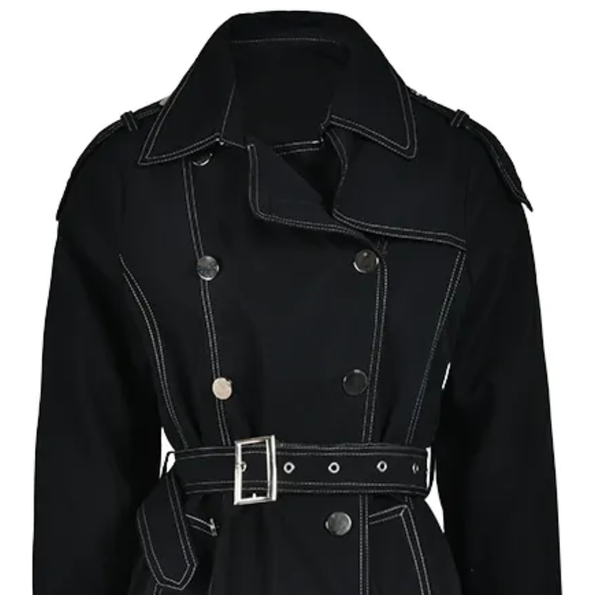 Geometric Metal Buckle Trench Coat