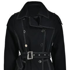 Geometric Metal Buckle Trench Coat