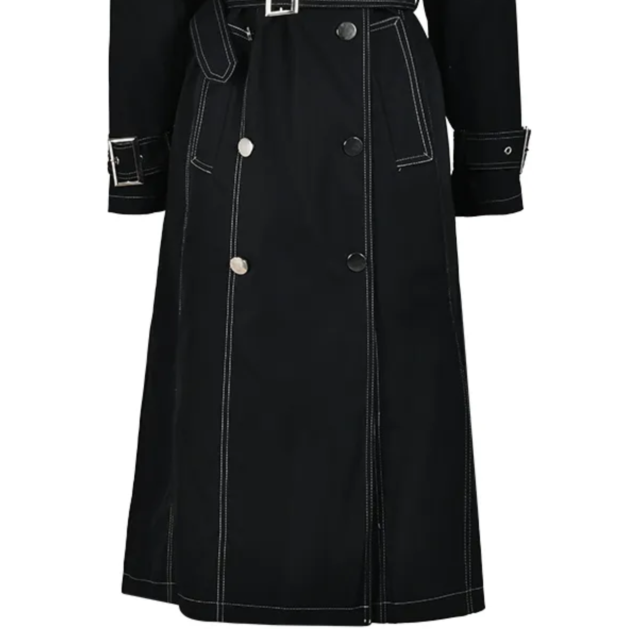 Geometric Metal Buckle Trench Coat