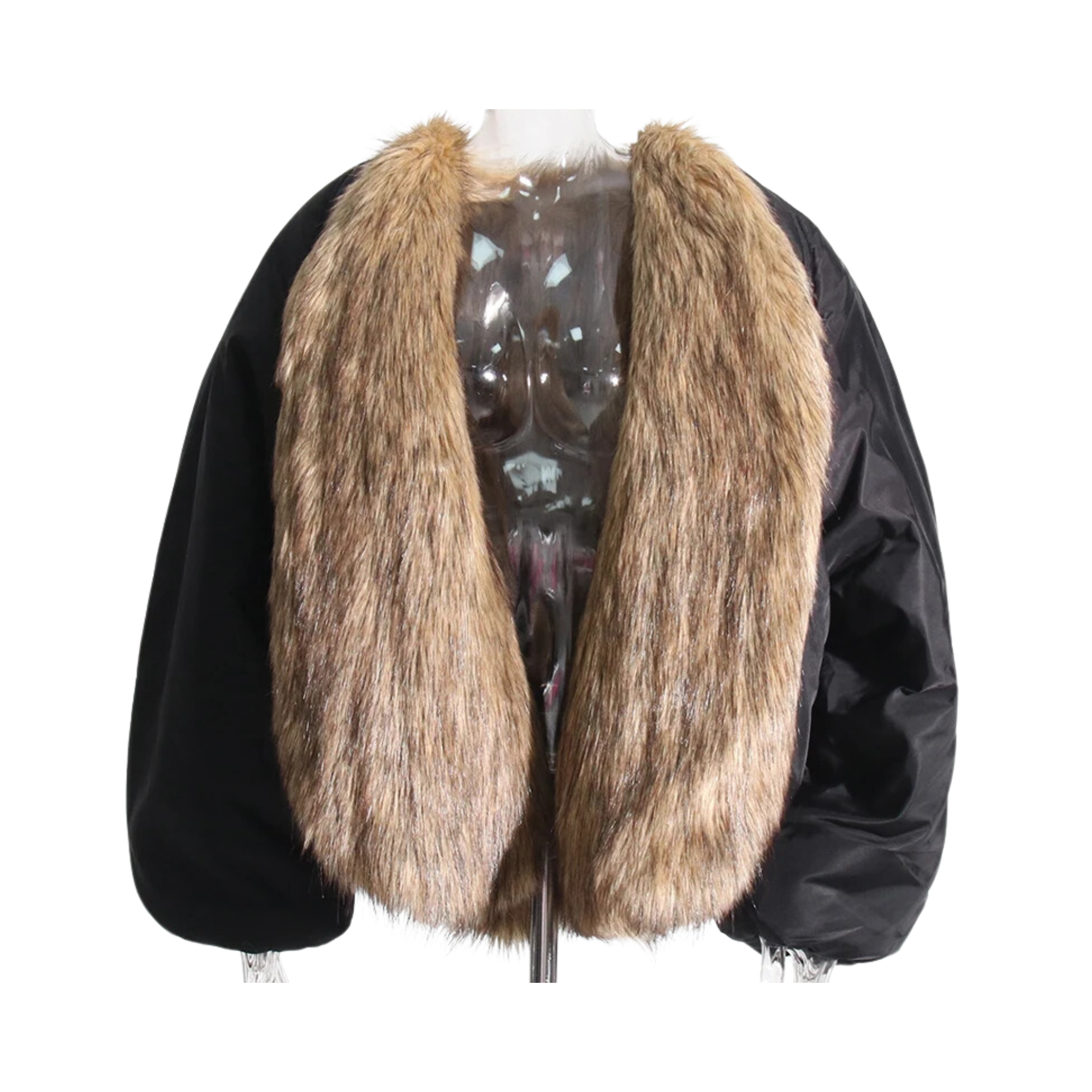 Colorblock Faux Fur Coat