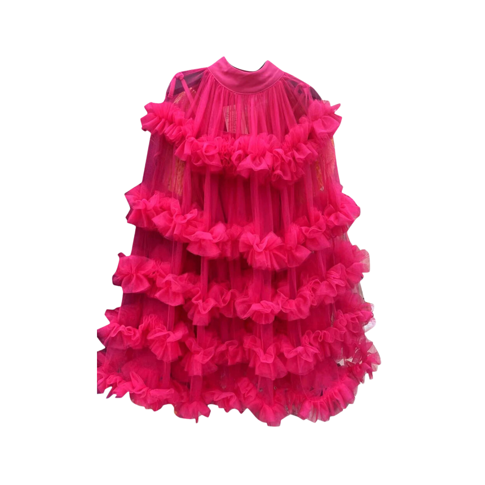 Sheer Tulle Ruffle Mini Dress