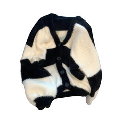 Oversized Knitted Striped Cardigan Sweater