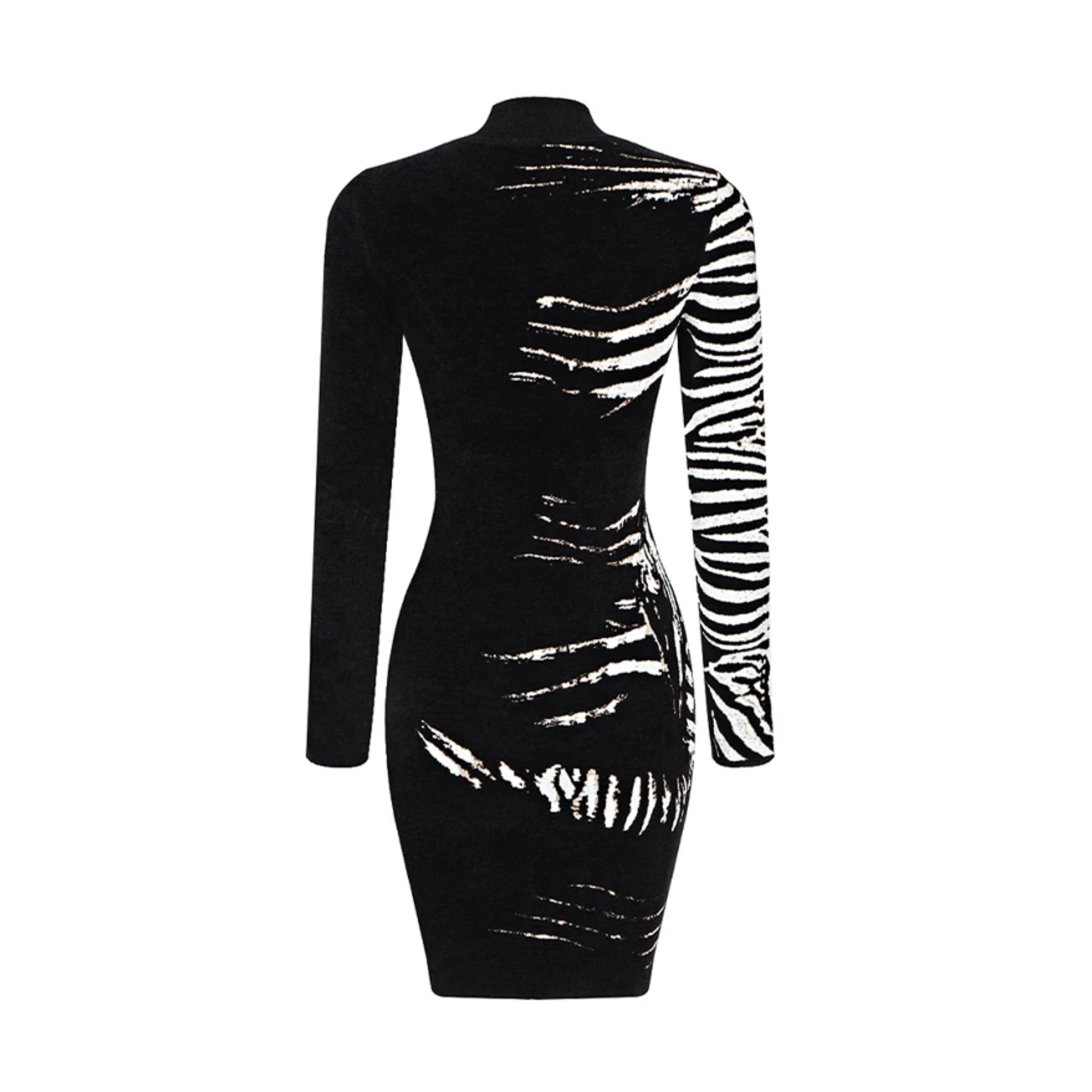 Zebra Pattern Long Sleeves Mini Dress