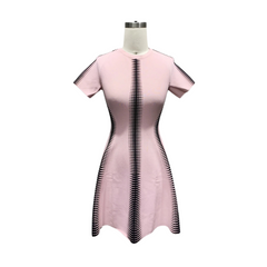 Short Sleeves Striped Cocktail Dress